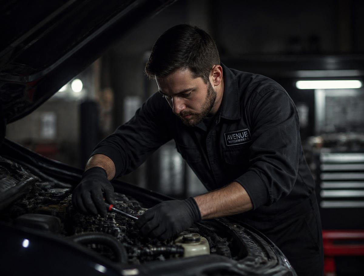 Kfz-Mechaniker der SİFİ Werkstatt bei der Arbeit am Motor